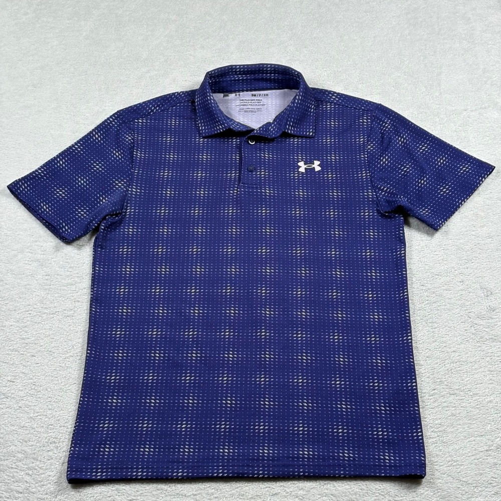 Under Armour Mens Playoff Polo Shirt Lot of 2 Blue Red Striped Size Small Loose